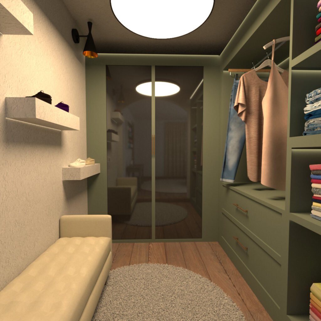 Vue sur le miroir du dressing
