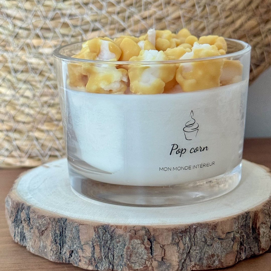 Bougie artisanale parfum pop corn
